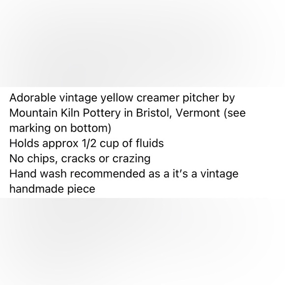 Vintage MKP Mountain Kiln Pottery Yellow Ceramic Mini Pitcher Creamer Bristol VT - Picture 7 of 7